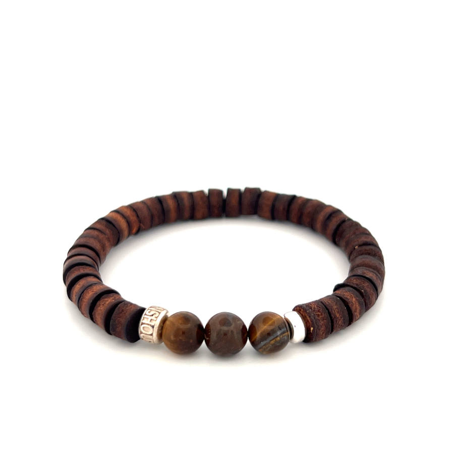 LeatherPearl Armband mit Tigerauge