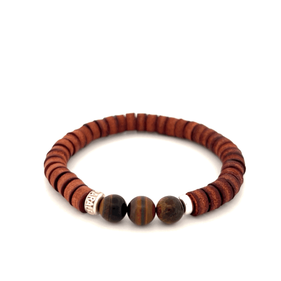 LeatherPearl Armband mit Tigerauge