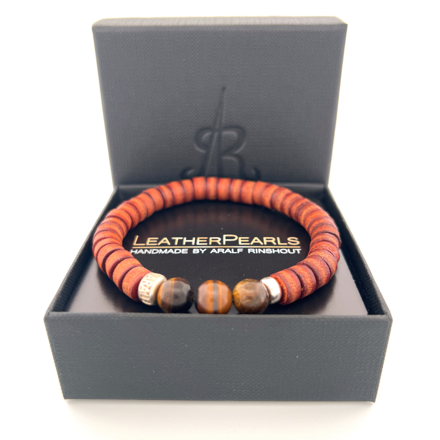 LeatherPearl Armband mit Tigerauge